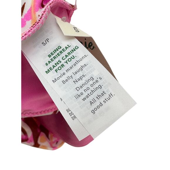 Aerie‎ Floral Bikini Bottoms Pink Brown High Cut Cheeky Swimwear Size S Swimwear - Picture 4 of 5